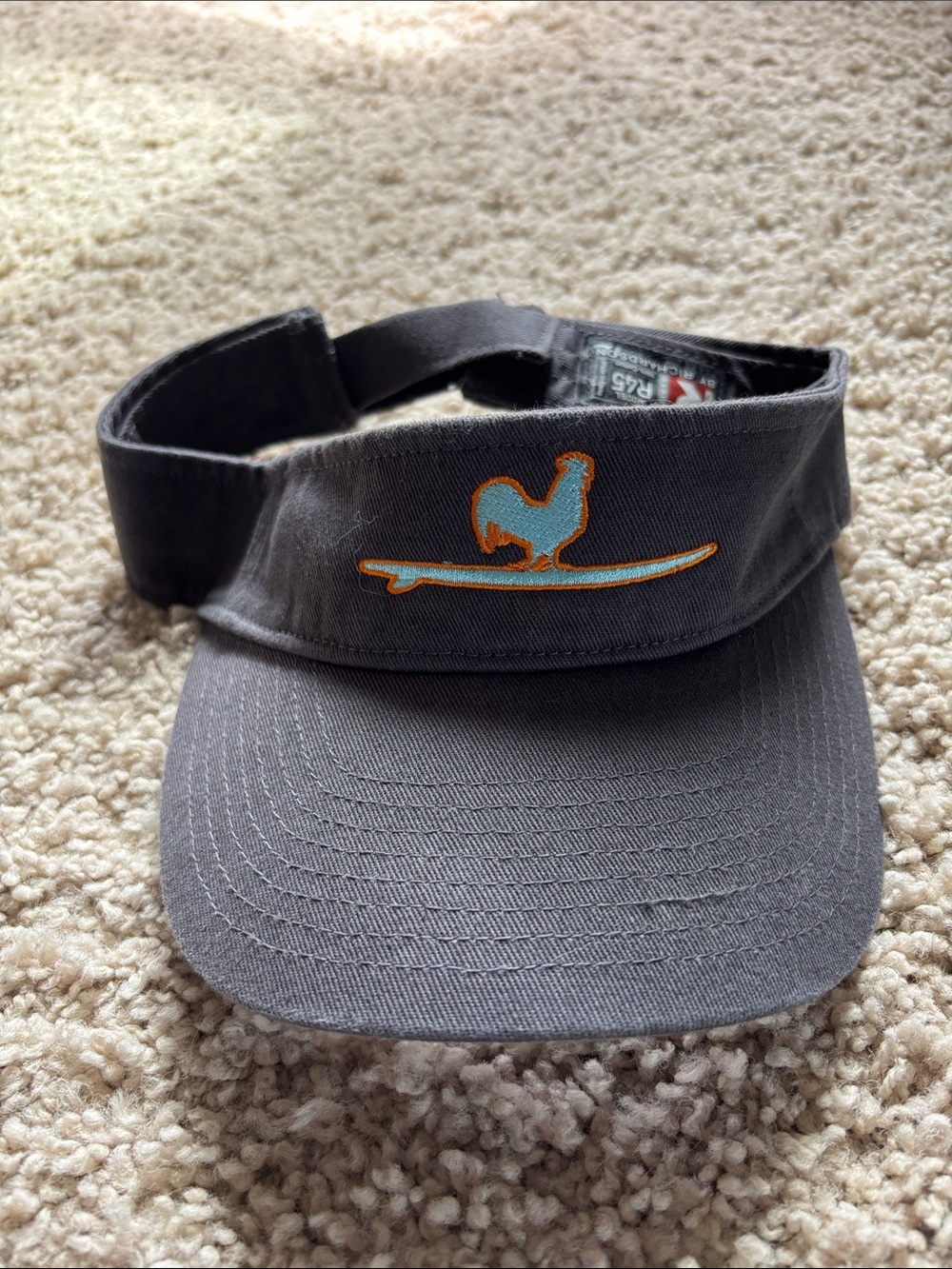 Gray Visor with Surfing Rooster Logo